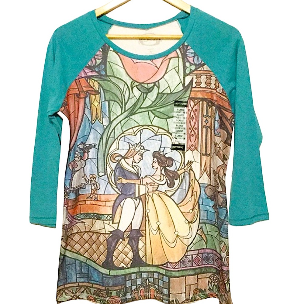 HOT TOPIC x DISNEY Women’s sz X Large Juniors Top Beauty and the Beast NWT